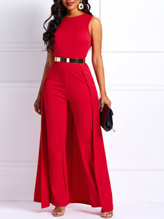 Maxi Slim Western Plain Patchwork Jumpsuit (Style V200900)