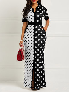 Western Bodycon Color Block Print Bodycon Dresses (Style V200933)