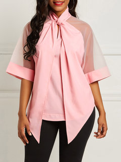 Midi Slim Western Plain Patchwork Blouse (Style V200937)