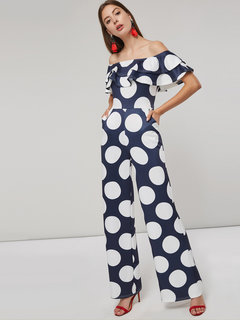 Maxi Slim Western Spandex Cascading Ruffle Jumpsuit (Style V200938)