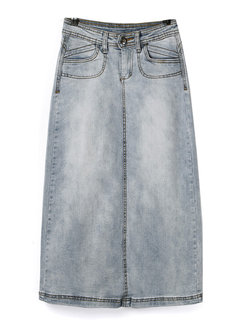 Mid-Calf A-line Fashion Plain Skirt (Style V200944)