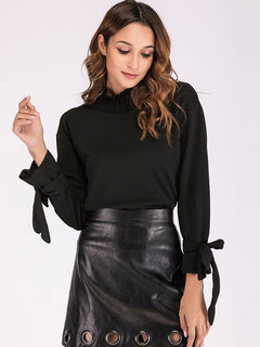 Standard Slim Date Night Plain Cotton Blouse (Style V200951)