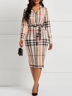 Work Sheath Color Block Patchwork Casual Dresses (Style V201016)