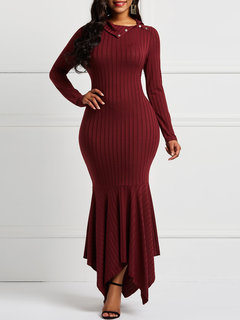 Elegant Mermaid Plain Patchwork Maxi Dresses (Style V201030)