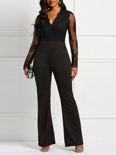 Maxi Skinny Sexy Plain Patchwork Jumpsuit (Style V201036)