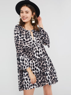 Sexy A-line V-neck Serpentine Print Mini Dresses (Style V201038)