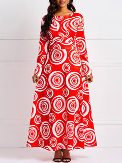 Casual A-line V-neck Geometric Print Casual Dresses (Style V201092)