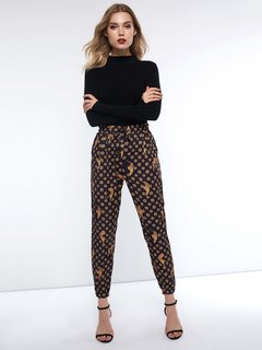 Maxi Slim Casual Pattern Polyester Casual Pants (Style V201114)