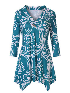 V-neck Midi Loose Casual Plain T Shirt (Style V201119)