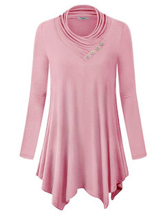 Heap Collar Midi Loose Simple Cotton T Shirt (Style V201120)