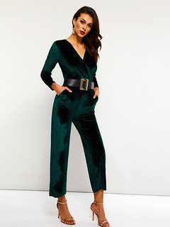 Maxi Slim Casual Plain Belt Jumpsuit (Style V201137)