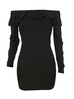 Sexy Bodycon Off The Shoulder Cascading Ruffle Polyester Bodycon Dresses (Style V201145)