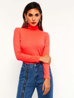 Turtleneck Standard Loose Casual Polyester Sweater (Style V201166)