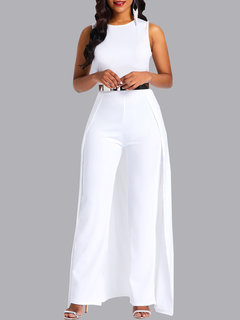 Maxi Slim Western Plain Patchwork Jumpsuit (Style V201176)