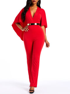 Maxi Slim Casual Plain Polyester Jumpsuit (Style V201177)