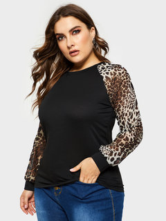 Round Neck Midi Casual Polyester Pattern T Shirt (Style V201184)