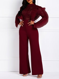 Maxi Casual Plain Cotton Patchwork Jumpsuit (Style V201191)