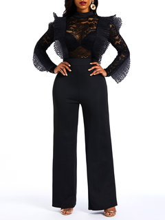 Maxi Slim Casual Plain Patchwork Jumpsuit (Style V201192)