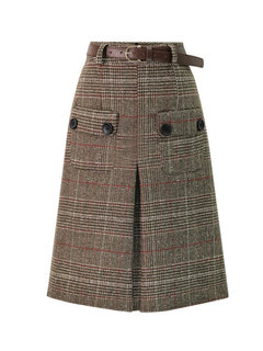 Knee Length A-line Fashion Patchwork Plaid Skirt (Style V201208)