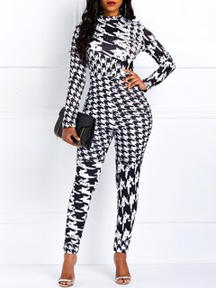 Maxi Slim Casual Color Block Polyester Jumpsuit (Style V201220)