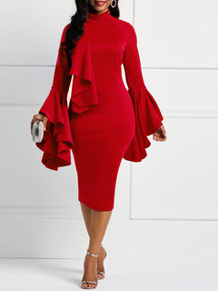 Date Night Bodycon Plain Patchwork Bodycon Dresses (Style V201227)