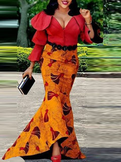 Tribal Bodycon V-neck Asymmetrical Polyester Bodycon Dresses (Style V201260)