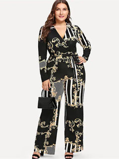 Maxi Slim Casual Floral Cotton Jumpsuit (Style V201261)