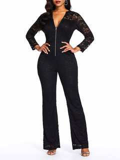 Maxi Slim Date Night Polyester Zipper Jumpsuit (Style V201287)