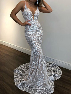 Party Trumpet Spaghetti Strap Hollow Out Polyester Maxi Dresses (Style V201304)