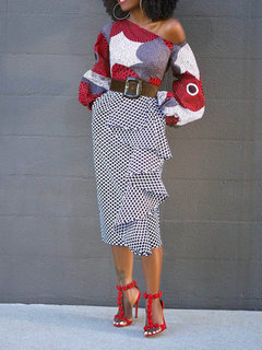 Elegant One Shoulder Color Block Patchwork Satin Casual Dresses (Style V201328)