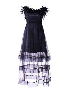 Fashion Ball Gown Plain Patchwork Casual Dresses (Style V201330)