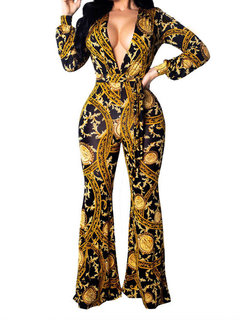 Maxi Loose Sexy Geometric Milk Fiber Jumpsuit (Style V201332)