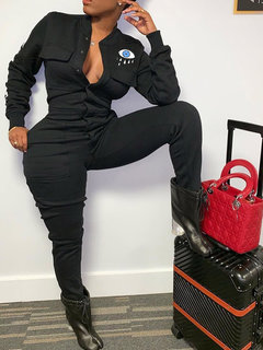 Slim Casual Cartoon Cotton Blends Pattern Jumpsuit (Style V201349)