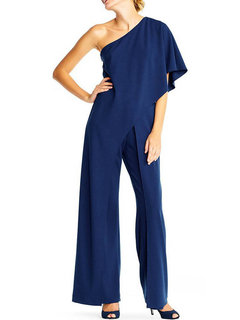 Maxi Loose Casual Plain Polyester Jumpsuit (Style V201385)