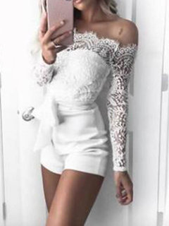 Mini Skinny Casual Chiffon Patchwork Jumpsuit (Style V201408)