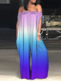 Maxi Loose Casual Gradient Polyester Jumpsuit (Style V201441)