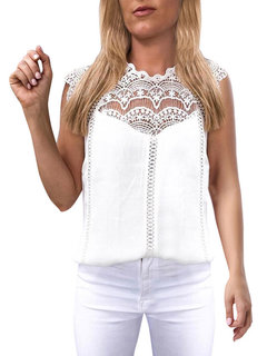 Standard Slim Sexy Polyester Patchwork Blouse (Style V201443)