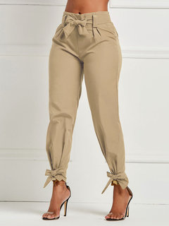 Loose Casual Ruffle Cotton Blends Plain Casual Pants (Style V201452)