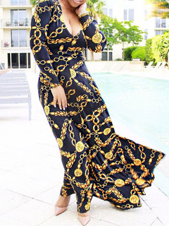 Fashion Expansion Round Neck Color Block Print Casual Dresses (Style V201472)