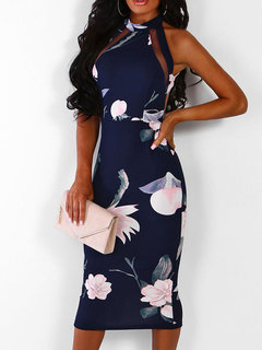 Western A-line Color Block Polyester Casual Dresses (Style V201488)