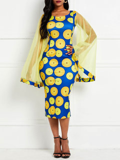 Western Bodycon Geometric Patchwork Polyester Bodycon Dresses (Style V201551)