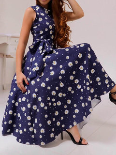 Western Expansion Round Neck Floral Print Floral Dresses (Style V201560)