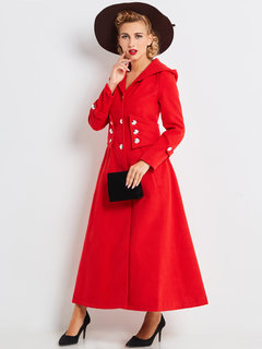 Long Elegant Plain Wool Blends Belt Coat (Style V201595)