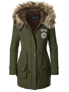 Straight Casual Plain Cotton Strappy Coat (Style V201598)