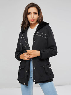 Standard Slim Casual Plain Polyester Coat (Style V201614)