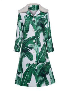 Shawl Collar Elegant Floral Polyester Pattern Coat (Style V201635)