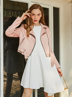 Shawl Collar Short Date Night Suede Belt Jacket (Style V201642)