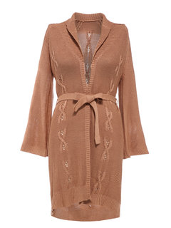 Shawl Collar Long Date Night Cotton Belt Sweater (Style V201648)