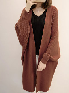 Long Batwing Date Night Plain Knitted Sweater (Style V201651)