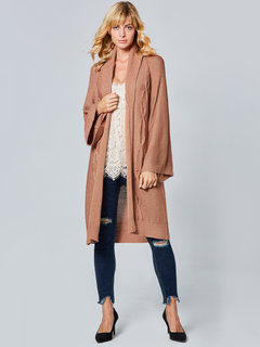 Shawl Collar Long Loose Date Night Knitted Sweater (Style V201653)